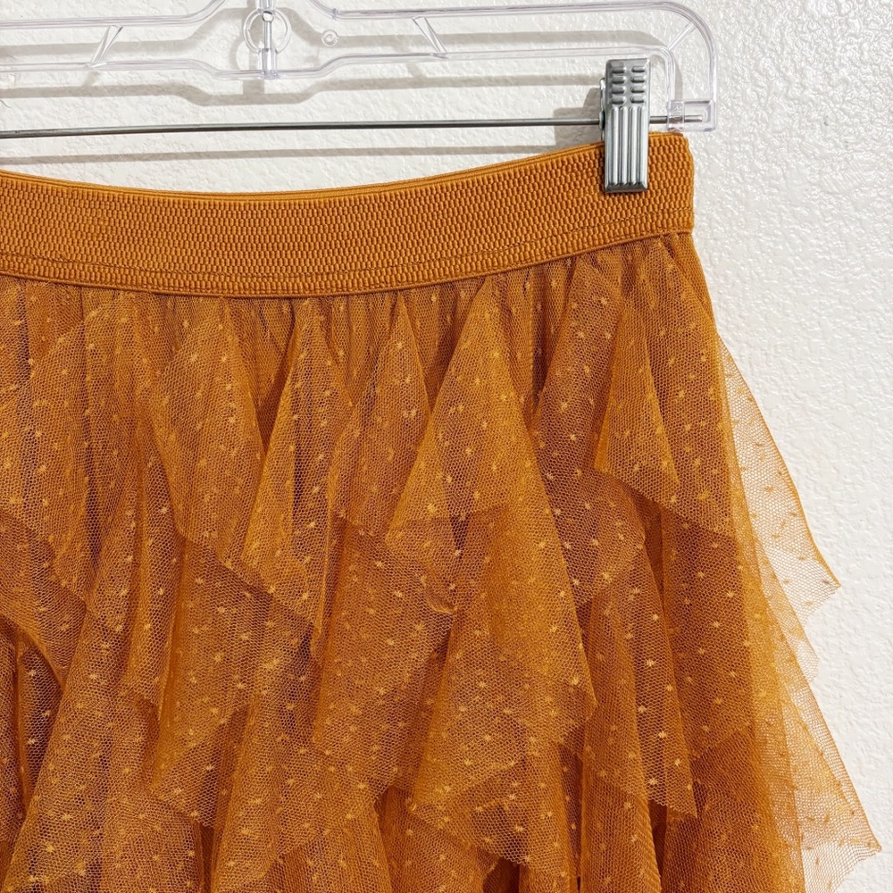 Anthropologie The Cheri Ruffled Tulle‎ Midi Skirt in Orange - Picture 5 of 8